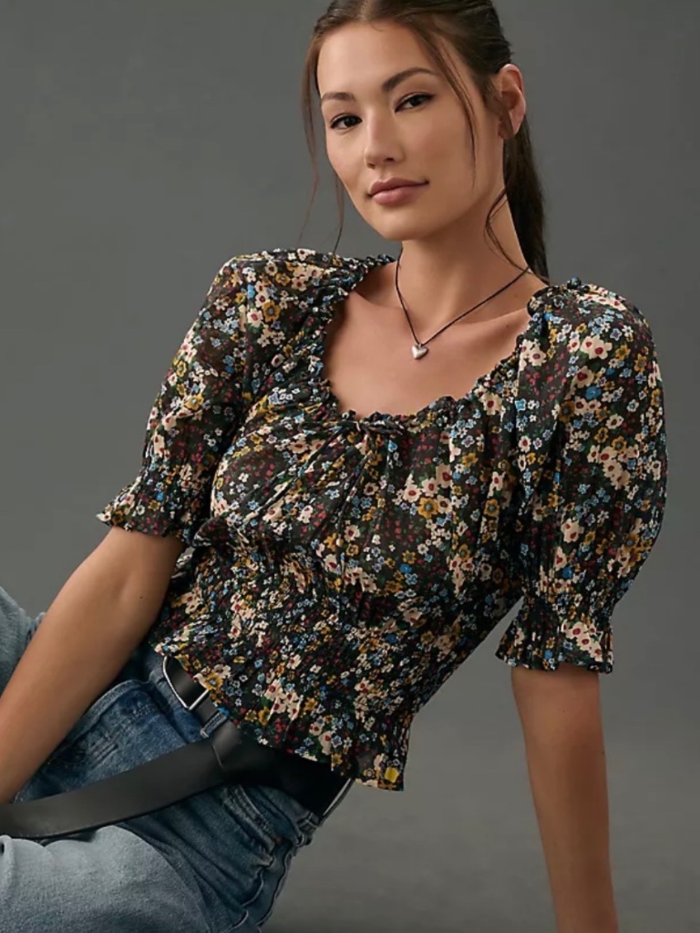 Mother Dollface floral smock top, size Large